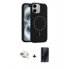 MARSİLYAN™- iPhone 11 Kılıf Yankı Form Serisi - Siyah 3D Antistatik Hayalet Cam Ekran Koruyucu + Pers Alüminyum Kamera Lens - GD