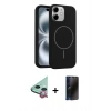 MARSİLYAN™- iPhone 11 Kılıf Yankı Form Serisi - Siyah 3D Antistatik Hayalet Cam Ekran Koruyucu + Raze Metal Kamera Lens - KI