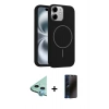MARSİLYAN™- iPhone 11 Kılıf Yankı Form Serisi - Siyah 3D Antistatik Hayalet Cam Ekran Koruyucu + Raze Metal Kamera Lens - MI
