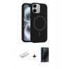 MARSİLYAN™- iPhone 11 Kılıf Yankı Form Serisi - Siyah 3D Antistatik Hayalet Cam Ekran Koruyucu + Renkli Kamera Lens Koruma Cam - SI