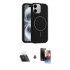 MARSİLYAN™- iPhone 11 Kılıf Yankı Form Serisi - Siyah 3D Antistatik Mat Seramik Nano Ekran Koruyucu + Kamera Lens Koruma Cam - SF
