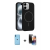 MARSİLYAN™- iPhone 11 Kılıf Yankı Form Serisi - Siyah 3D Antistatik Mat Seramik Nano Ekran Koruyucu + Neon Fosforlu Kamera Lens - MI