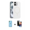 MARSİLYAN™- iPhone 11 Kılıf Yankı Form Serisi - Siyah 3D Antistatik Mat Seramik Nano Ekran Koruyucu + Neon Fosforlu Kamera Lens - YL