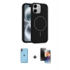 MARSİLYAN™- iPhone 11 Kılıf Yankı Form Serisi - Siyah 3D Antistatik Mat Seramik Nano Ekran Koruyucu + Neon Fosforlu Kamera Lens - TU