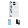 MARSİLYAN™- iPhone 11 Kılıf Yankı Form Serisi - Siyah 3D Antistatik Mat Seramik Nano Ekran Koruyucu + Neon Fosforlu Kamera Lens - MI