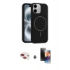 MARSİLYAN™- iPhone 11 Kılıf Yankı Form Serisi - Siyah 3D Antistatik Mat Seramik Nano Ekran Koruyucu + Pers Alüminyum Kamera Lens - KI