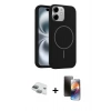 MARSİLYAN™- iPhone 11 Kılıf Yankı Form Serisi - Siyah 3D Antistatik Mat Seramik Nano Ekran Koruyucu + Pers Alüminyum Kamera Lens - YL