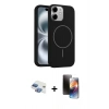 MARSİLYAN™- iPhone 11 Kılıf Yankı Form Serisi - Siyah 3D Antistatik Mat Seramik Nano Ekran Koruyucu + Pers Alüminyum Kamera Lens - GI