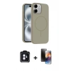 MARSİLYAN™- iPhone 11 Kılıf Yankı Form Serisi - Siyah 3D Antistatik Mat Seramik Nano Ekran Koruyucu + PVD Metal Kamera Lens - MI