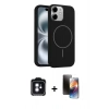 MARSİLYAN™- iPhone 11 Kılıf Yankı Form Serisi - Siyah 3D Antistatik Mat Seramik Nano Ekran Koruyucu + PVD Metal Kamera Lens - MI