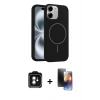 MARSİLYAN™- iPhone 11 Kılıf Yankı Form Serisi - Siyah 3D Antistatik Mat Seramik Nano Ekran Koruyucu + PVD Metal Kamera Lens - YL