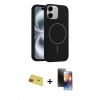 MARSİLYAN™- iPhone 11 Kılıf Yankı Form Serisi - Siyah 3D Antistatik Mat Seramik Nano Ekran Koruyucu + Rainbow Kamera Lens Koruma Cam - KI