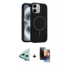 MARSİLYAN™- iPhone 11 Kılıf Yankı Form Serisi - Siyah 3D Antistatik Mat Seramik Nano Ekran Koruyucu + Raze Metal Kamera Lens - MI