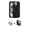 MARSİLYAN™- iPhone 11 Kılıf Yankı Form Serisi - Siyah 3D Antistatik Mat Seramik Nano Ekran Koruyucu + Raze Metal Kamera Lens - GS