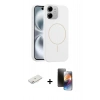 MARSİLYAN™- iPhone 11 Kılıf Yankı Form Serisi - Siyah 3D Antistatik Mat Seramik Nano Ekran Koruyucu + Renkli Kamera Lens Koruma Cam - PE