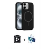 MARSİLYAN™- iPhone 11 Kılıf Yankı Form Serisi - Siyah 3D Antistatik Seramik Nano Ekran Koruyucu + PVD Metal Kamera Lens - SH