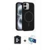 MARSİLYAN™- iPhone 11 Kılıf Yankı Form Serisi - Siyah 3D Antistatik Seramik Nano Ekran Koruyucu + PVD Metal Kamera Lens - MI