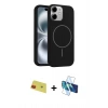 MARSİLYAN™- iPhone 11 Kılıf Yankı Form Serisi - Siyah 3D Antistatik Seramik Nano Ekran Koruyucu + Rainbow Kamera Lens Koruma Cam - KI