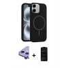 MARSİLYAN™- iPhone 11 Kılıf Yankı Form Serisi - Siyah 6D Antistatik Mat Seramik Hayalet Nano Ekran Koruyucu + Raze Metal Kamera Lens - MR
