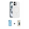 MARSİLYAN™- iPhone 11 Kılıf Yankı Form Serisi - Siyah 6D Mat Seramik Hayalet Nano Ekran Koruyucu + Neon Fosforlu Kamera Lens - MI