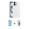 MARSİLYAN™- iPhone 11 Kılıf Yankı Form Serisi - Siyah 6D Mat Seramik Hayalet Nano Ekran Koruyucu + Neon Fosforlu Kamera Lens - YL