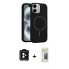 MARSİLYAN™- iPhone 11 Kılıf Yankı Form Serisi - Siyah 6D Mat Seramik Hayalet Nano Ekran Koruyucu + PVD Metal Kamera Lens - YL