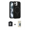 MARSİLYAN™- iPhone 11 Kılıf Yankı Form Serisi - Siyah 6D Mat Seramik Hayalet Nano Ekran Koruyucu + PVD Metal Kamera Lens - SH