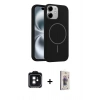 MARSİLYAN™- iPhone 11 Kılıf Yankı Form Serisi - Siyah Bilvis 3D Cam Ekran Koruyucu + PVD Metal Kamera Lens - SH
