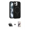 MARSİLYAN™- iPhone 11 Kılıf Yankı Form Serisi - Siyah Bilvis 3D Mat Cam Ekran Koruyucu + Kamera Lens Koruma Cam - SF