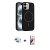 MARSİLYAN™- iPhone 11 Kılıf Yankı Form Serisi - Siyah Bilvis 3D Mat Cam Ekran Koruyucu + Pers Alüminyum Kamera Lens - GI