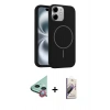MARSİLYAN™- iPhone 11 Kılıf Yankı Form Serisi - Siyah Bilvis 3D Mat Cam Ekran Koruyucu + Raze Metal Kamera Lens - KI