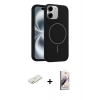MARSİLYAN™- iPhone 11 Kılıf Yankı Form Serisi - Siyah Bilvis 3D Mat Cam Ekran Koruyucu + Renkli Kamera Lens Koruma Cam - TU