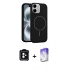 MARSİLYAN™- iPhone 11 Kılıf Yankı Form Serisi - Siyah Bilvis 5in1 3D Magic Cam Ekran Koruyucu + PVD Metal Kamera Lens - YL