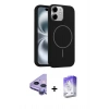 MARSİLYAN™- iPhone 11 Kılıf Yankı Form Serisi - Siyah Bilvis 5in1 3D Magic Cam Ekran Koruyucu + Raze Metal Kamera Lens - MR
