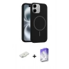 MARSİLYAN™- iPhone 11 Kılıf Yankı Form Serisi - Siyah Bilvis 5in1 3D Magic Cam Ekran Koruyucu + Renkli Kamera Lens Koruma Cam - SI