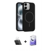 MARSİLYAN™- iPhone 11 Kılıf Yankı Form Serisi - Siyah Bilvis 5in1 5D Magic Hayalet Cam Ekran Koruyucu + Kamera Lens Koruma Cam - SF