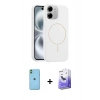 MARSİLYAN™- iPhone 11 Kılıf Yankı Form Serisi - Siyah Bilvis 5in1 5D Magic Hayalet Cam Ekran Koruyucu + Neon Fosforlu Kamera Lens - YL