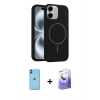 MARSİLYAN™- iPhone 11 Kılıf Yankı Form Serisi - Siyah Bilvis 5in1 5D Magic Hayalet Cam Ekran Koruyucu + Neon Fosforlu Kamera Lens - MI