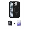 MARSİLYAN™- iPhone 11 Kılıf Yankı Form Serisi - Siyah Bilvis 5in1 5D Magic Hayalet Cam Ekran Koruyucu + PVD Metal Kamera Lens - MI