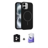 MARSİLYAN™- iPhone 11 Kılıf Yankı Form Serisi - Siyah Bilvis 5in1 5D Magic Hayalet Cam Ekran Koruyucu + PVD Metal Kamera Lens - TU