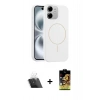 MARSİLYAN™- iPhone 11 Kılıf Yankı Form Serisi - Siyah Buffer Cam Ekran Koruyucu + Kamera Lens Koruma Cam - SF