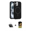 MARSİLYAN™- iPhone 11 Kılıf Yankı Form Serisi - Siyah Buffer Cam Ekran Koruyucu + Kamera Lens Koruma Cam - SF