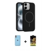 MARSİLYAN™- iPhone 11 Kılıf Yankı Form Serisi - Siyah Buffer Cam Ekran Koruyucu + Neon Fosforlu Kamera Lens - TU