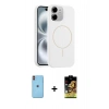 MARSİLYAN™- iPhone 11 Kılıf Yankı Form Serisi - Siyah Buffer Cam Ekran Koruyucu + Neon Fosforlu Kamera Lens - TU