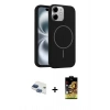 MARSİLYAN™- iPhone 11 Kılıf Yankı Form Serisi - Siyah Buffer Cam Ekran Koruyucu + Pers Alüminyum Kamera Lens - LT