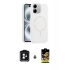 MARSİLYAN™- iPhone 11 Kılıf Yankı Form Serisi - Siyah Buffer Cam Ekran Koruyucu + PVD Metal Kamera Lens - YL