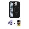 MARSİLYAN™- iPhone 11 Kılıf Yankı Form Serisi - Siyah Buffer Cam Ekran Koruyucu + Raze Metal Kamera Lens - MR