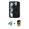 MARSİLYAN™- iPhone 11 Kılıf Yankı Form Serisi - Siyah Buffer Cam Ekran Koruyucu + Raze Metal Kamera Lens - MI
