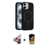 MARSİLYAN™- iPhone 11 Kılıf Yankı Form Serisi - Siyah Buffer Cam Ekran Koruyucu + Raze Metal Kamera Lens - SH