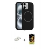 MARSİLYAN™- iPhone 11 Kılıf Yankı Form Serisi - Siyah Buffer Cam Ekran Koruyucu + Renkli Kamera Lens Koruma Cam - TU